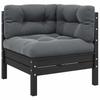 2 Seater Garden Sofa with Cushions Black Solid Pine Wood