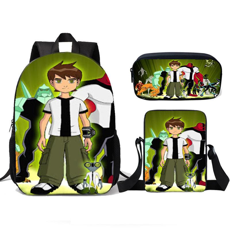 Рюкзак для подростка-хакера BEN10, рюкзак для начальной школы, набор из трех предметов, детский рюкзак, сумка через плечо, пенал