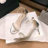 Fashion One Word Diamond High Heels Women's Sandals Versatile European and American Summer Women's High Heels Sandals