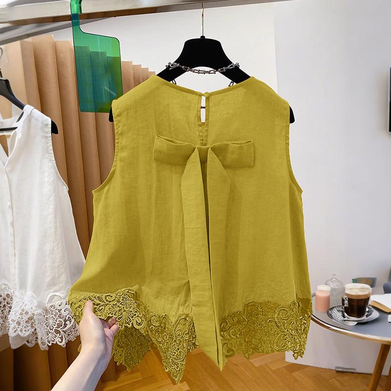 ZANZEA Женские летние повседневные майки без рукавов с кружевной вставкой