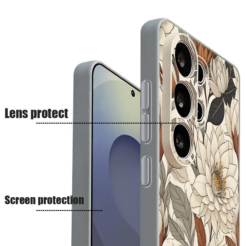 Ретро Цветочный Узор Чехол Для Samsung Galaxy S26 Ultra S25 Edge S24 Plus S23 FE S22 A17 A54 A55 A56 A57 5G Магнитный Для Magsafe Матовый Чехол