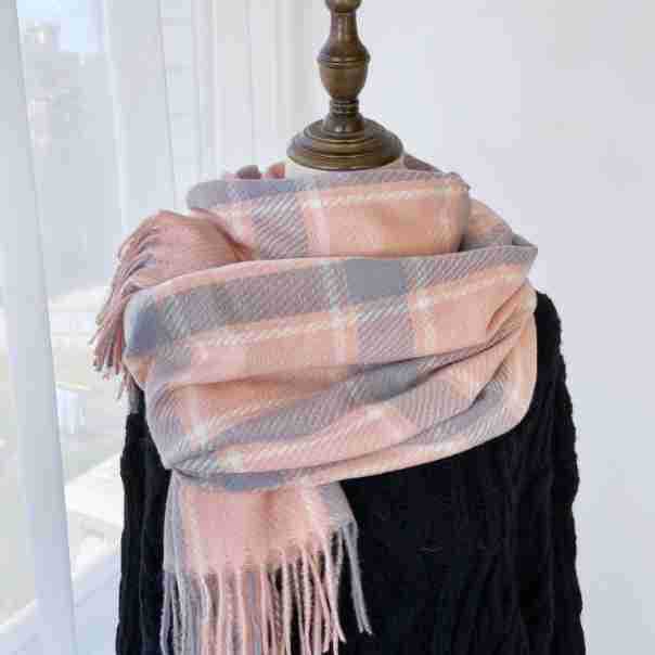 Популярный Стиль Шарф в Клетку Тартан Бахрома Шаль - Повседневный Ветрозащитный Теплый Шарф для Осени Зимы