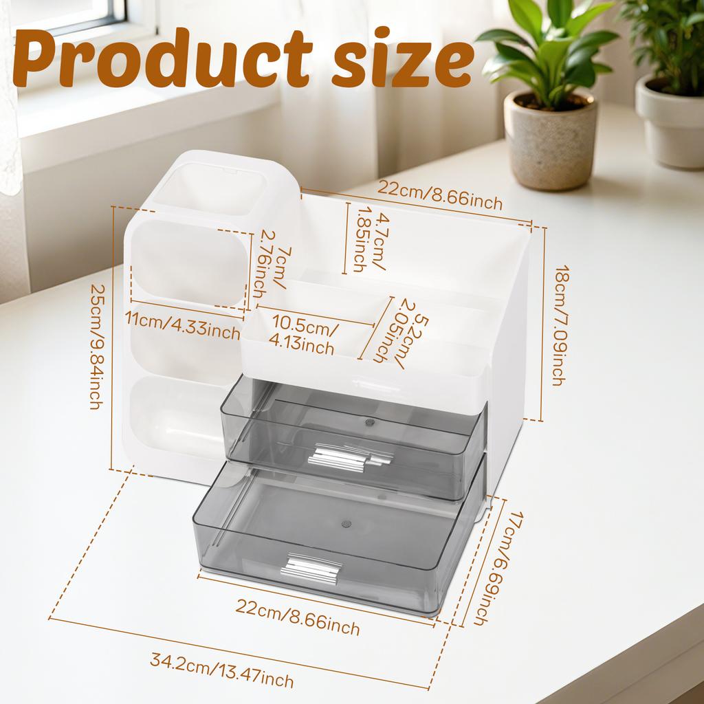 Drawer Makeup Storage Box Plastic Skincare Display Case Large Capacity Dressing Table Desktop Organizer Holder Stationery Box