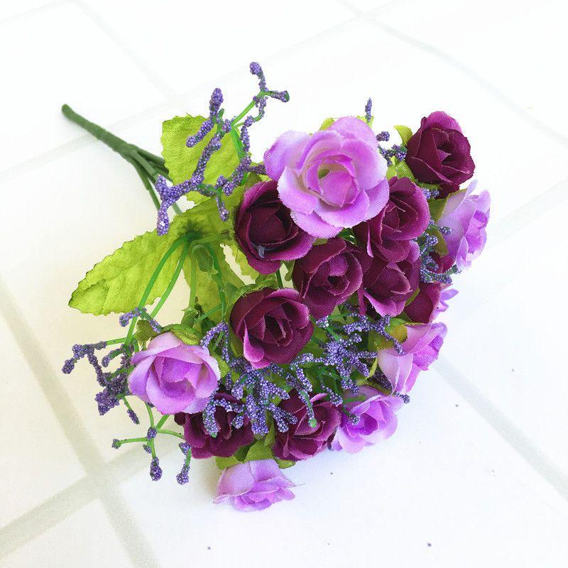 Artificial Head 21 Flower Silk Rose Bridal Wedding Bouquet Home Posy Decor