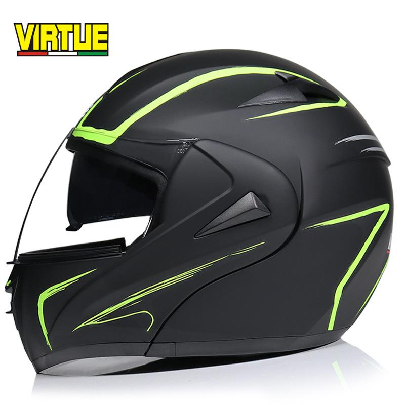 VIRTUE Motorsport Electric Non Motorcycle Helmet Men's Half Helmet Double Lens Full Helmet Running Helmet Carbon Fiber Pattern Road