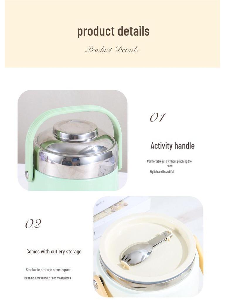 Многослойный изолированный ланч-бокс бенто из нержавеющей стали