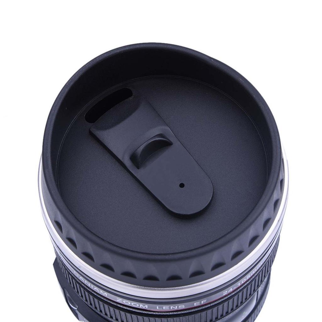 Креативная термокружка в форме объектива камеры из нержавеющей стали, термокружка для путешествий V, черная