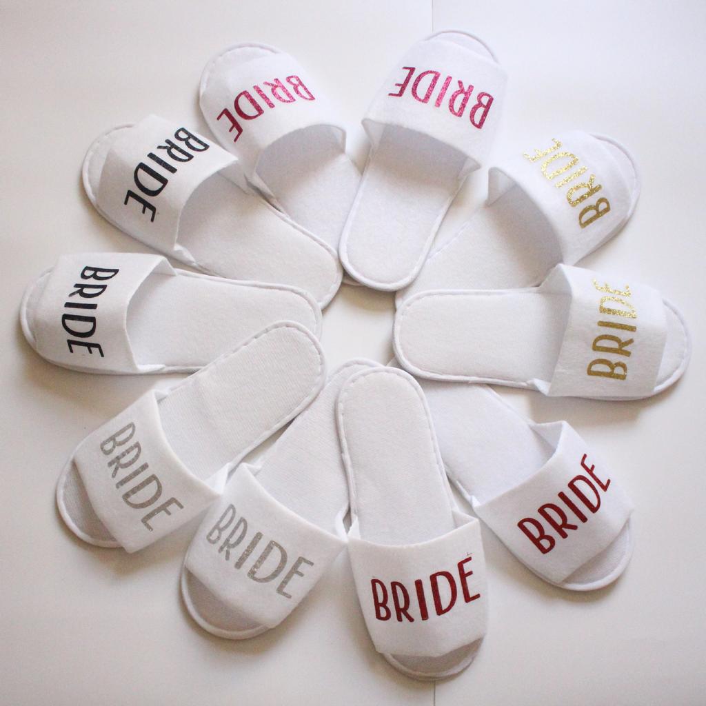 Fashion Wholesale Bride Shower Bride Wedding Decoration Bridesmaid Hen Party Spa Soft Slippers Ladies Bachelorette Party Supplies Gift
