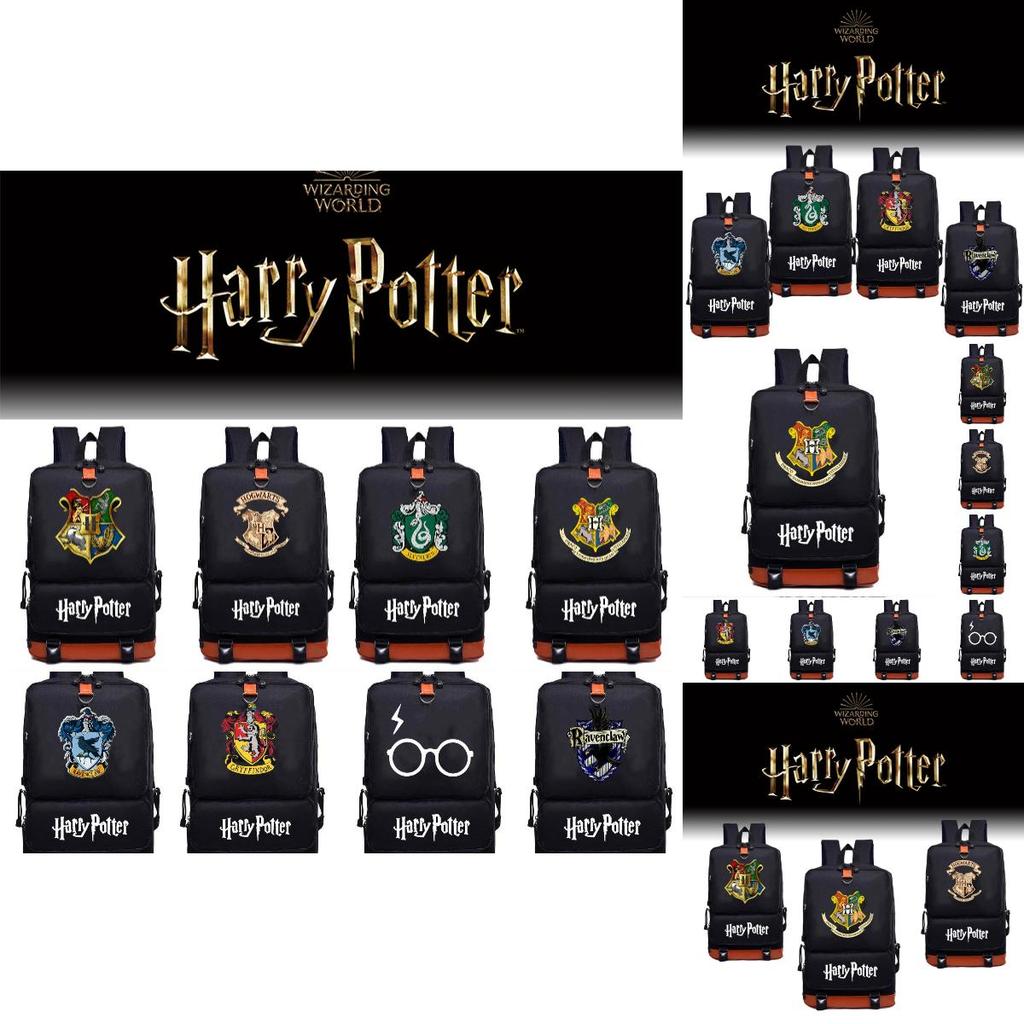 Stylish Harry Potter Print Canvas Backpack With Hidden Zipper Pockets