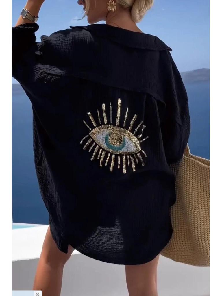 Женская повседневная хлопково-льняная рубашка с длинным рукавом и отложным воротником, весна/лето 2024