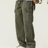 Мужские брюки-карго свободного кроя, однотонные, винтажный стиль, уличный стиль, широкие прямые брюки с несколькими карманами, уличные брюки для путешествий на открытом воздухе