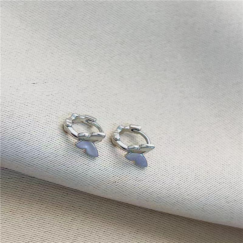 925 Silver Black Heart Hoop Earrings Temperament Simple Inlaid for Women Wedding Jewelry Accessories
