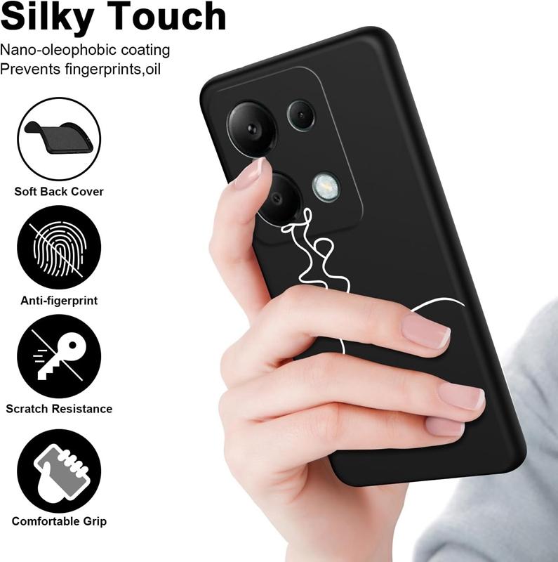 Чехол для телефона для Redmi 13C 4G 12C A3 A2 A1 Plus Note 13 Pro для Xiaomi 14 13 Poco C65 X6 X3 Pro NFC Fashion Artlines Противоударный бампер Черный мягкий чехол