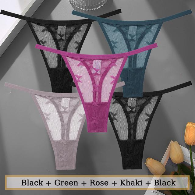 FINETOO Lace Panties for Women Sexy Underwear Comfortable G-string Intimates Lingerie Briefs Comfortable