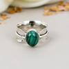 Малахит Драгоценный камень 925 Стерлинговое серебро Овальный драгоценный камень Кольцо ручной работы для женщин