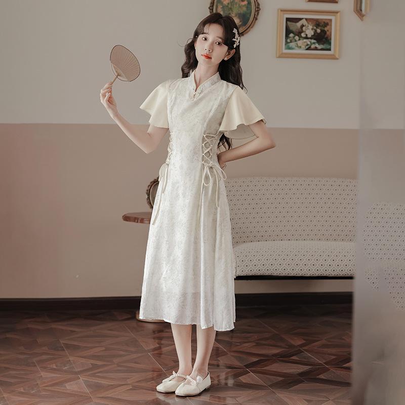 Summer Zen Modified Cheongsam Young Medium and Long Dress