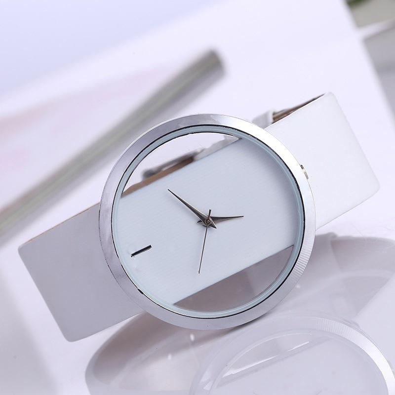 Hollow Design Simple Fashion Watch Ladies Quartz Casual Ladies Leather Watch