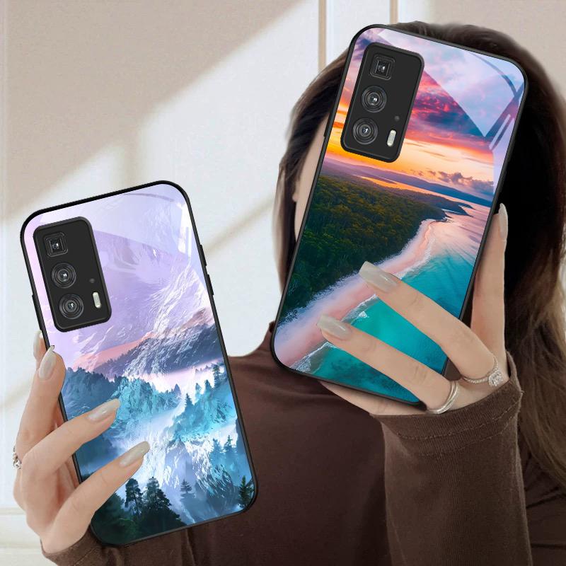 Морской шторм маленький парусник Для Motorola Moto Edge 20 Lite 30 Pro 40 Neo 50 Ultra G14 G22 G24 Power 34 G35 X30 Pro Стеклянный чехол для телефона