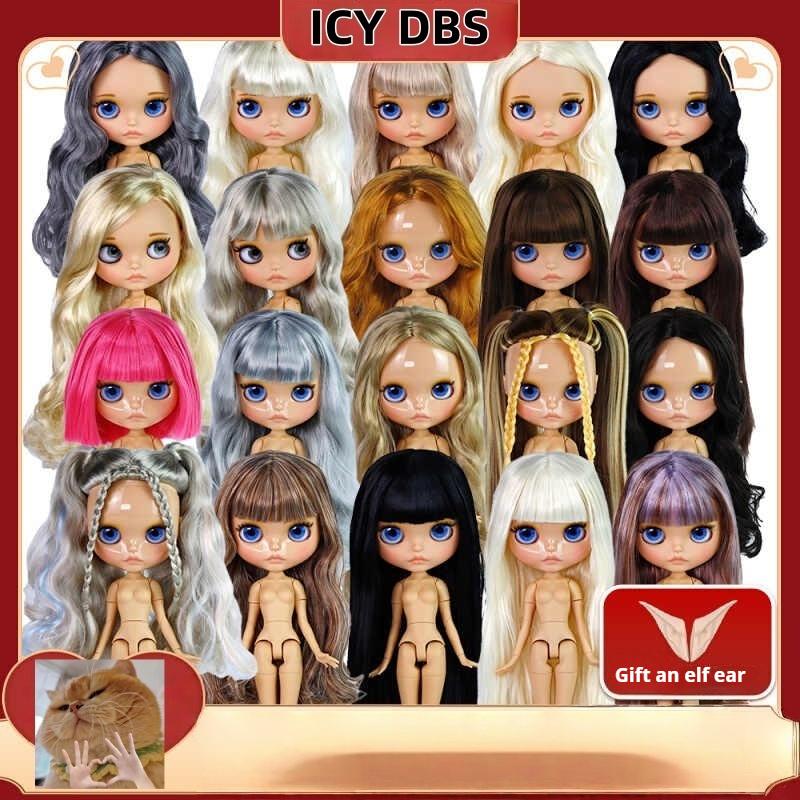Icy Dbs Blyth Doll 19 Joints 30cm Body Bjd Doll Matte Face Glossy Face Tan Skin Beep Lips Hand-Painted Makeup Diy Hair Girl Gift