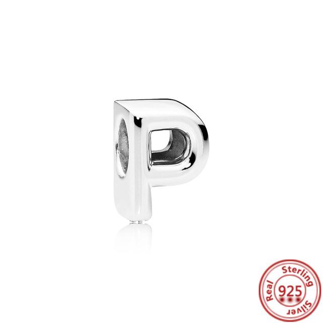 Новые 100% стерлингового серебра 925 пробы, буквы алфавита A-Z, очаровательные бусины, подходят для новых подвесок, браслетов, подвесок, женских ювелирных изделий