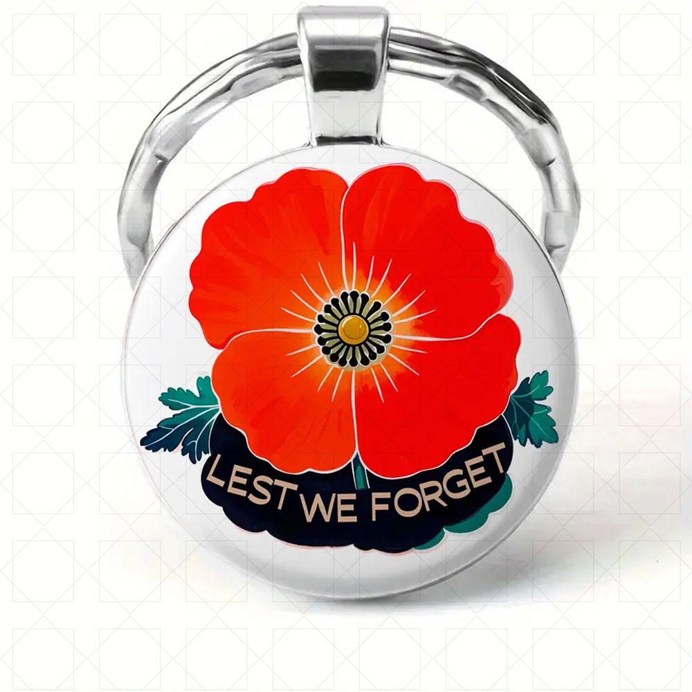 1 шт. Винтажный брелок с маком «Помним», дизайн с красными маками, брелок для ключей автомобиля, аксессуары, сувенир на память, подарок для мужчины, женщины