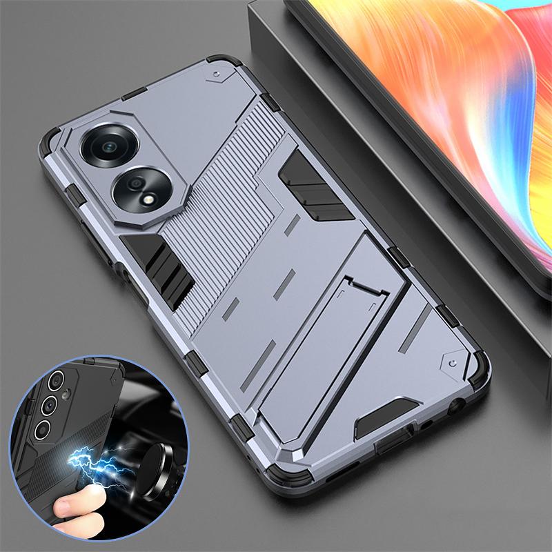 Прочный противоударный чехол для телефона Oppo A18 A38 A58 A78 A17 A57 A74 4G A94 A79 5G, автомобильный магнитный с держателем-подставкой, задняя крышка из ПК
