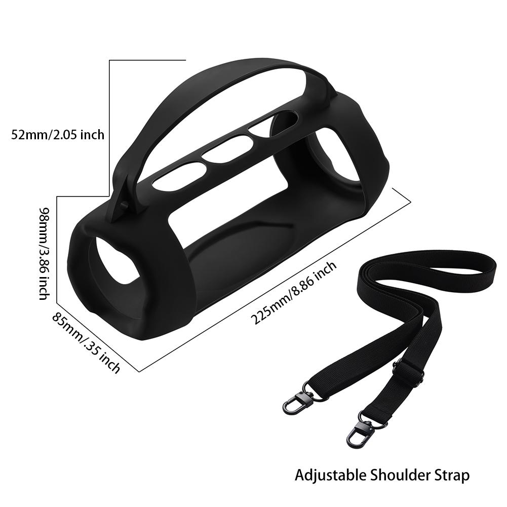Silicone Cover Case Waterproof Travel Carrying Protective Gel Soft Skin with Shoulder Strap for JBL Charge 5 Wi-Fi Speaker