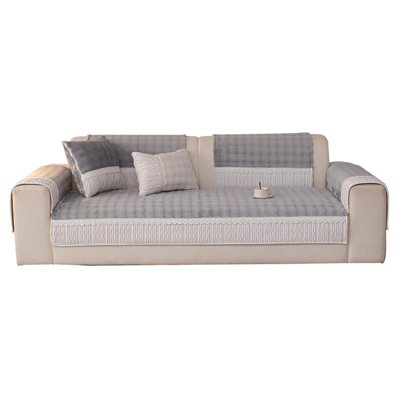 Microfiber Sofa Cover With Non-Slip Strips, Tailored Couch Cover For Chaise Section And Soft Sofa Slipcover