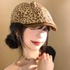Ретро Леопардовый Принт Кепка Вперед Женская Американский Стиль Дерзкая Девушка Демонстрирующая Лицо Маленькая Беретка Личность Универсальная Окружность Головы Утиный Клюв