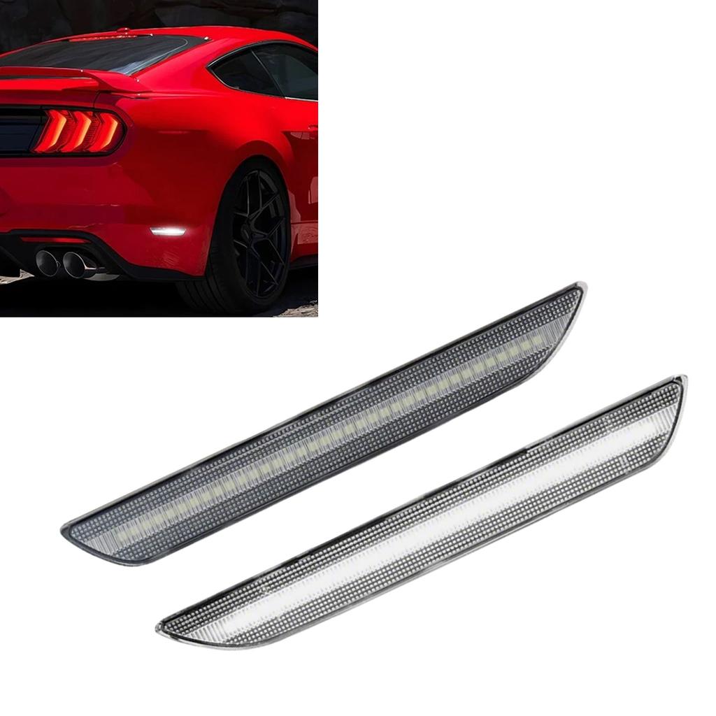 LED Rear Bumper Side Marker Lights Clear Lens White For Ford Mustang 2015-2025 Parking Turn Signal Lamp Assembly