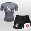 Berserk Guts Anime Mens Quick-Dry Breathable T-Shirt Shorts 2-Piece Sport Set