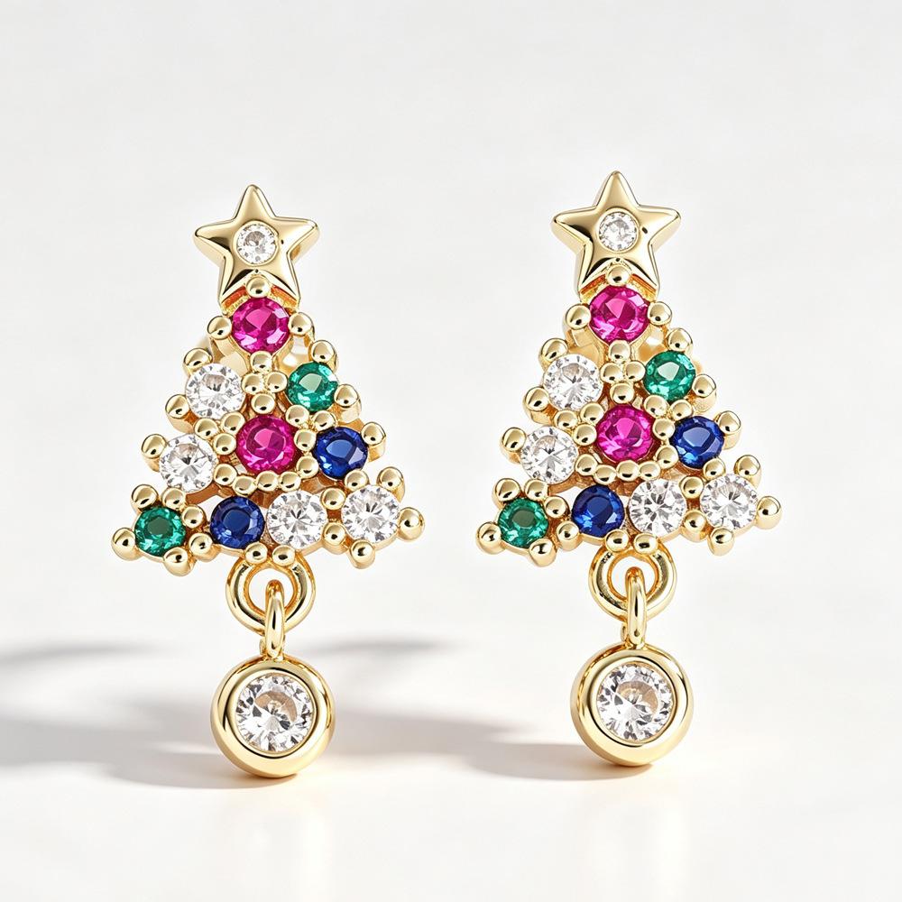 Minialist Gorgeous Women Christmas Stud Earrings Classic Full Shining CZ Cozy Accessories Festival Party Lady Jewelry