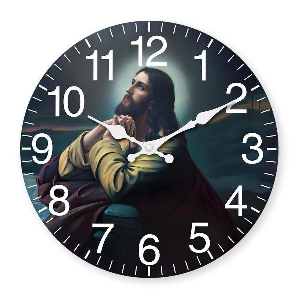 14" Религиозные Креативные Деревянные Настенные Часы - МДФ Бесшумные Декоративные Часы