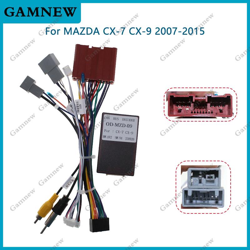 Car Android 16pin Wiring Harness Cable With Canbus Box Adapter Decoder For Mazda CX-7 CX-9 CX7 CX9 OD-MZD-09