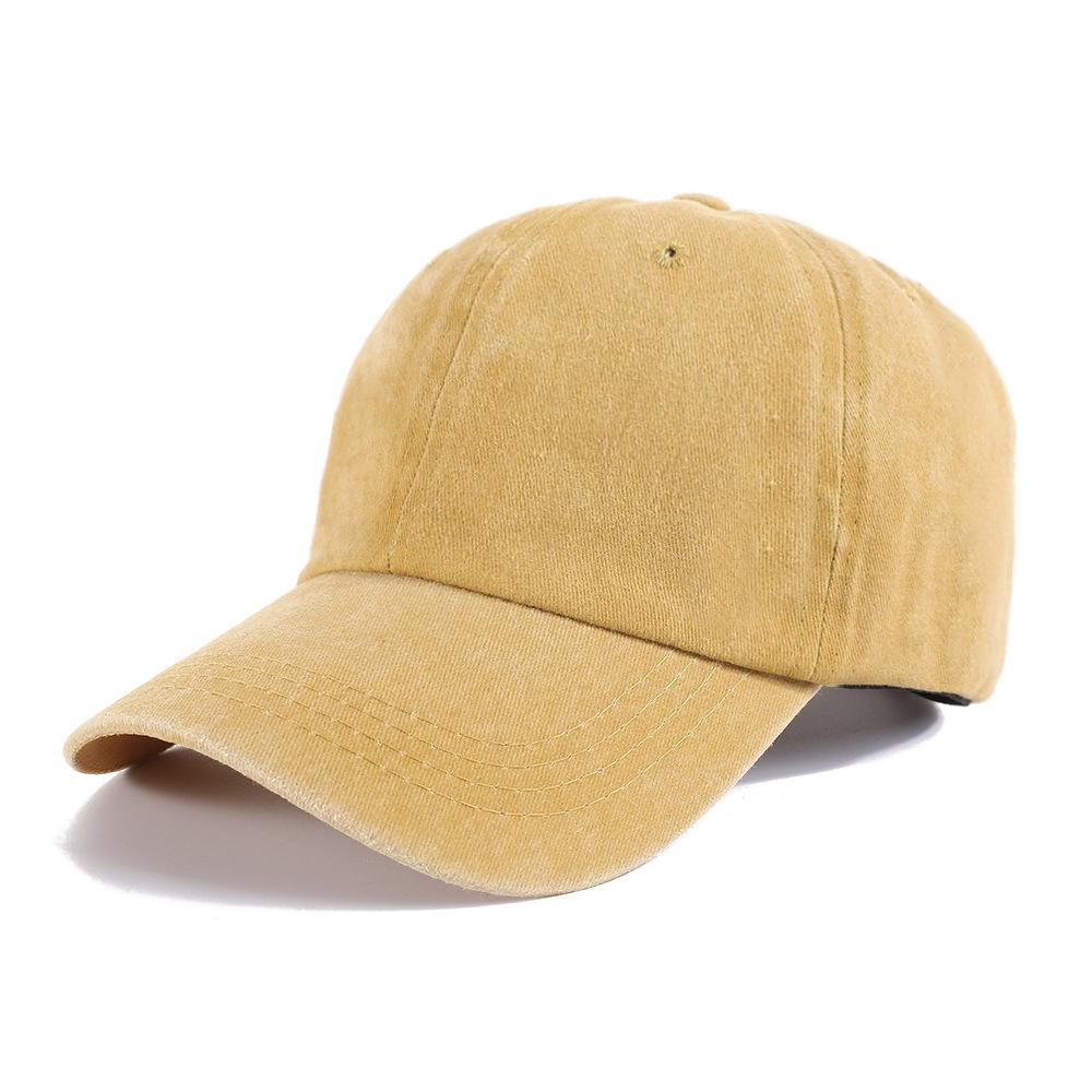 American soft-top baseball cap women's old washed peaked cap solid color sports sun hat men's light board curved brim hat