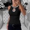 Женский жилет с круглым вырезом, без рукавов, с блестящей отделкой из пайеток, майки, ажурный дизайн