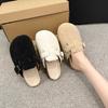 Fashion Spring Fall Hairy Slippers Female Outside Wear Winter Lamb's Wool Lovely Padded Maternity Cotton Slippers