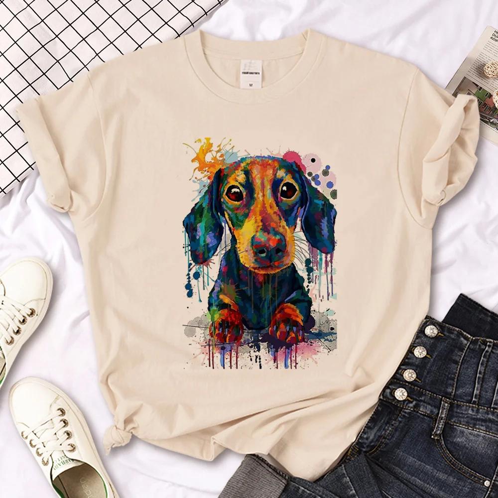 Dachshund t-shirts women manga t shirt female funny y2k 2000s clothing
