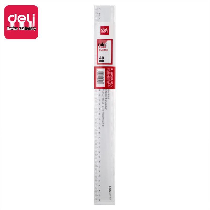 **Deli Transparent 40cm High Precision Straight Plastic Ruler**