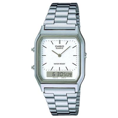 Часы Casio Retro с двойным временем, серебристые, AQ-230A-7DMQYES