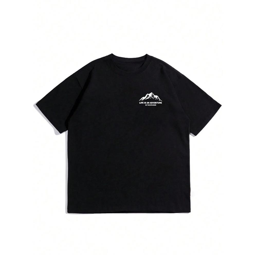 T-Shirt Mens Summer All-Match Clothes Trendy O-Neck Tops Oversize Cotton Streetwear