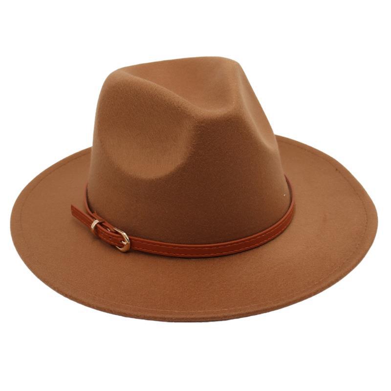 Пряжка для ремня Ностальгическая модель цилиндра Джазовая шляпа Мужская и женская Темпераментная фетровая шляпа Элегантная шерстяная шляпа