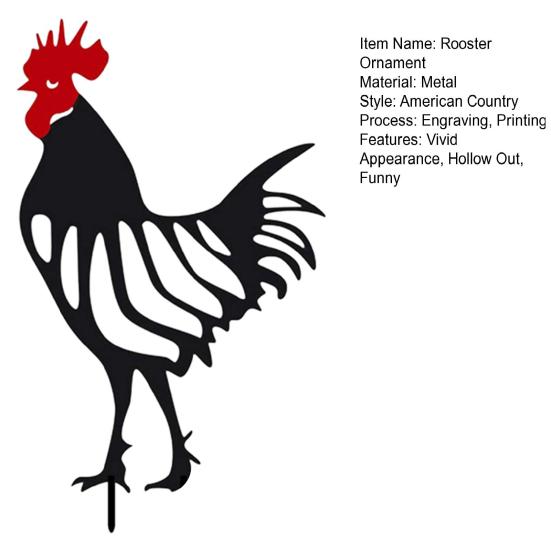 Wrought Iron Rooster Ornament Hollow Out Chickens Family Figure Chicken Yard Art Garden Metal Statue Farmhouse Decor