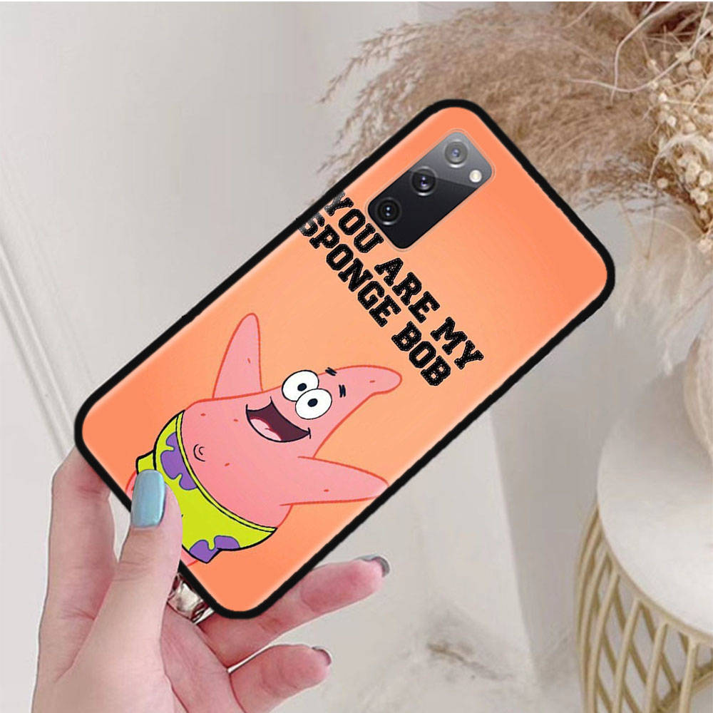 Черный чехол для iPhone 16 15 Plus 14 13 12 11 Pro 8 6 SE XR XS Max P30 Nova 5T Y5P Y6 Y7 Y8P Y9 Realme C30 C33 C31 S-41 Губка Боб Мультфильм