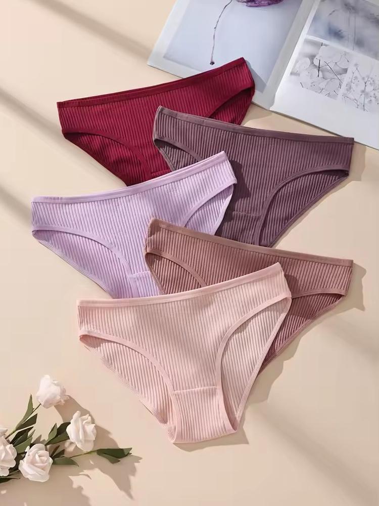 5 шт./компл. Женские трусики в полоску, женское нижнее белье с низкой посадкой, хлопковые трусики, сексуальные женские трусы, мягкое женское белье S-XXL