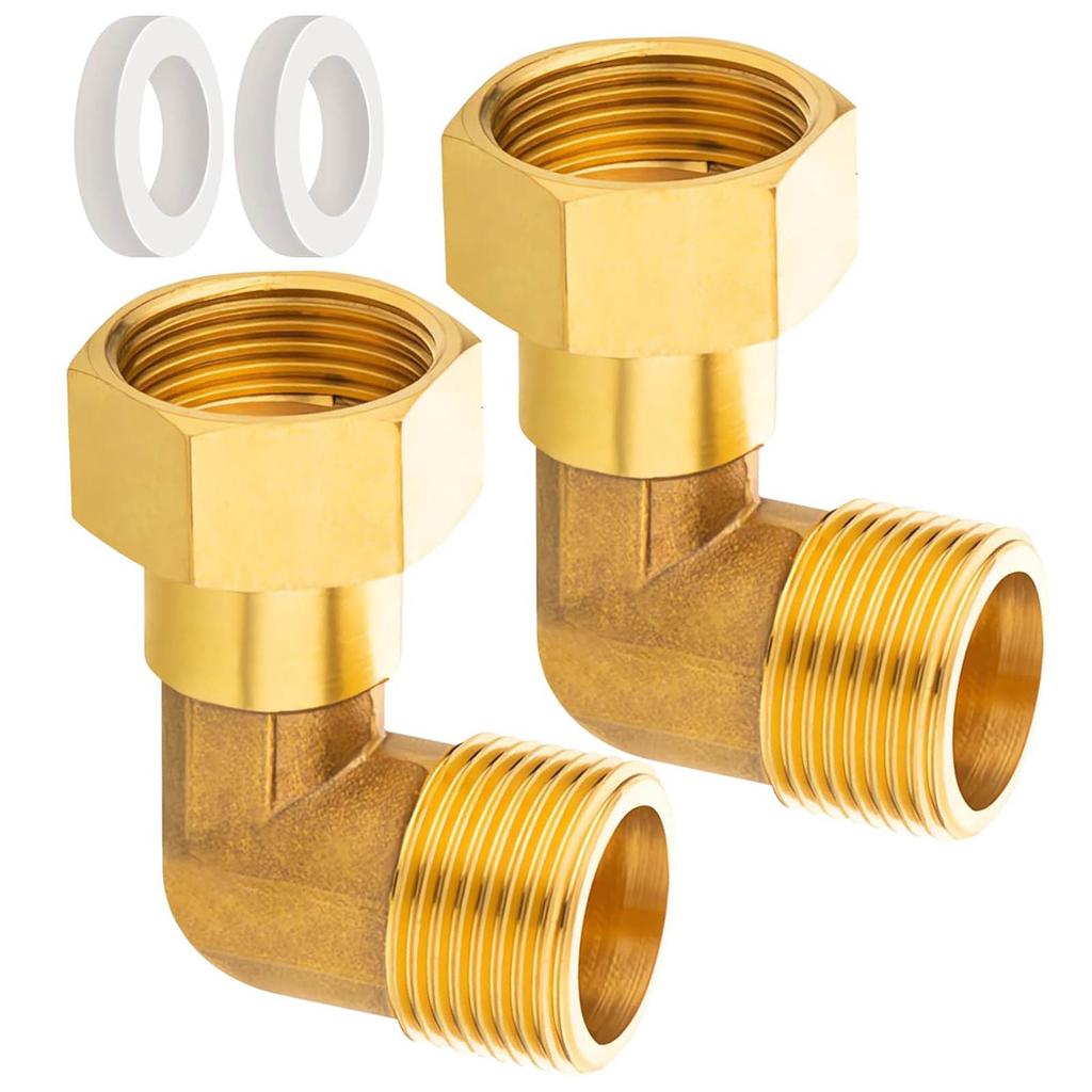 Pack Of 2 Sturdy Brass Materials 90 Degree Point Fitting 3/4 Inch Male To Female Thread For Water Installations