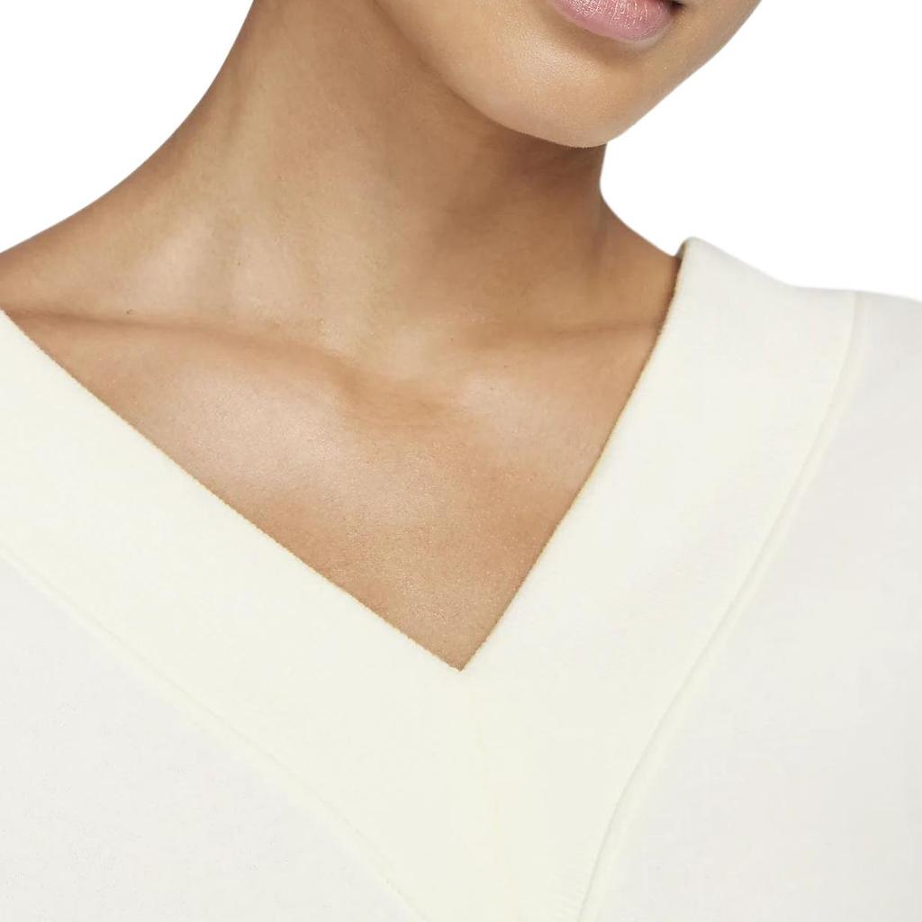 Nike Solid Color V-Neck Pullover Long Sleeve Sweater Women sweater White FB8318-133