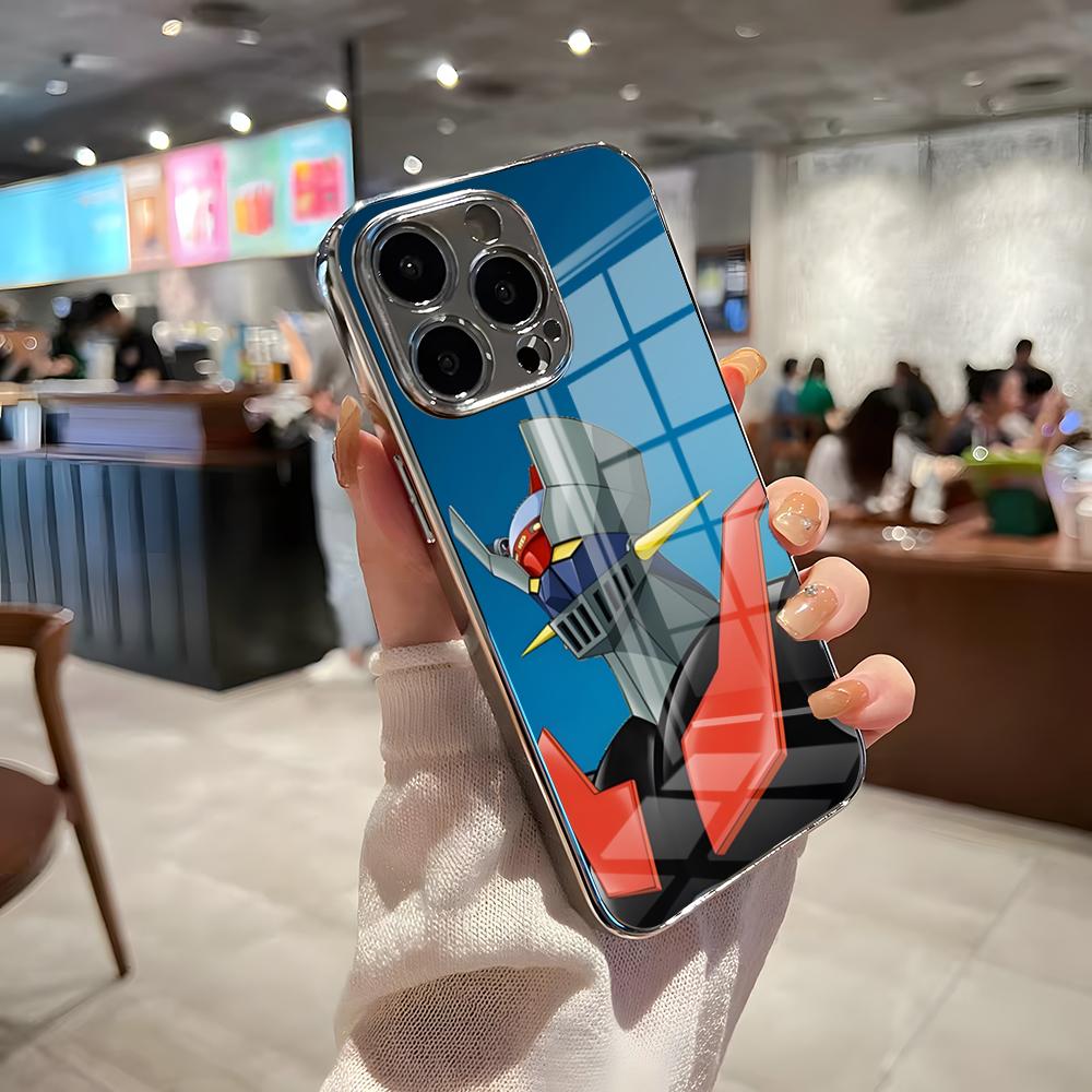 Аниме M-Мазингер Z Чехол для телефона для IPhone 17 Pro Max 15 Pro 16 14 Plus 12 13 Mini 11 Pro Ударопрочный Гальванизированный Стеклянный Чехол