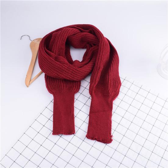 Women Knitted Scarf with Sleeve Fall Winter Warm Shawl Wrap Cardigan Solid Color Thickened