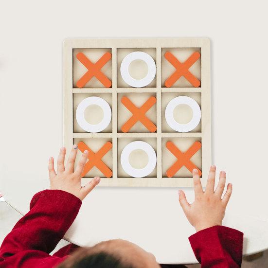 Wooden XO Board Game Two-Player Battle Toddlers Logical Thinking Training Kids Early Educational Desktop Toy Birthday Gift